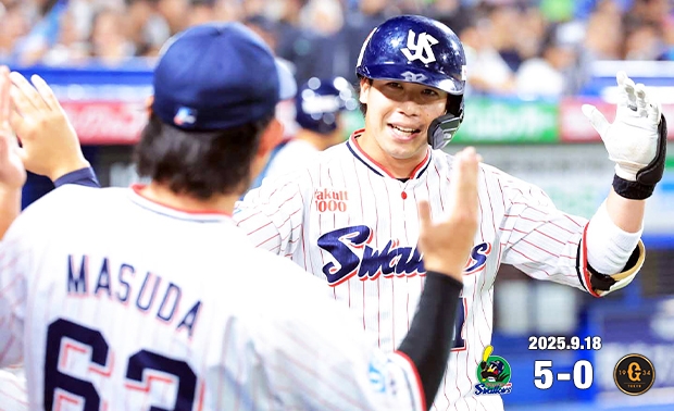山田選手が史上49人目通算1000得点！先発・高橋投手が6回無失点、リリーフ陣も無失点リレーで今シーズン7度目の完封勝ち！