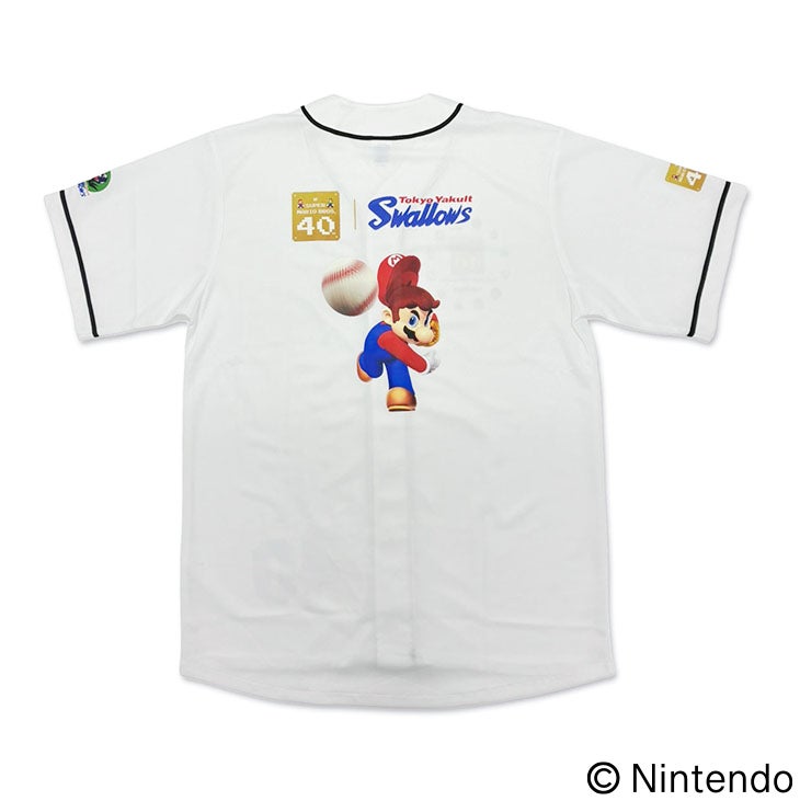 スーパーマリオブラザーズ40周年 東京ヤクルトスワローズ シャツ L スーパーマリオブラザーズ40周年×プロ野球12球団」オリジナルグッズ