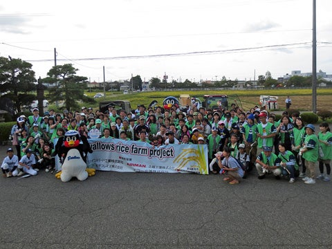 『スワローズ・ライスファーム』で稲刈りイベント