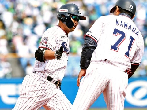 青木選手がオープン戦1号