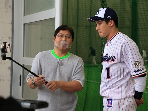 取材を受ける山田選手