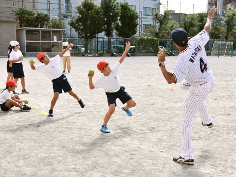 目線は矢印と同じ高さで