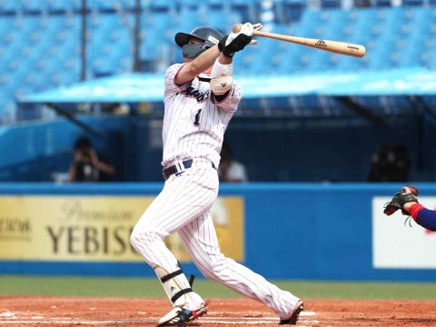 山田選手が対外試合初となるソロホームラン