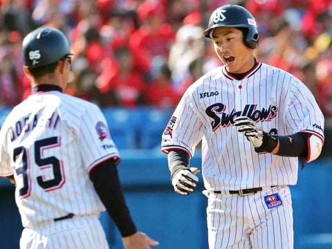 レフトへ勝ち越しのソロ