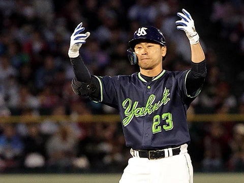 青木選手がタイムリー二塁打