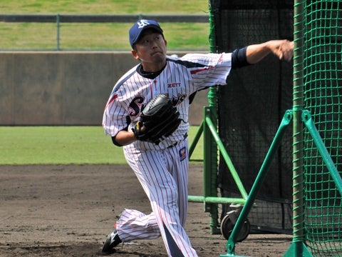 石川投手が打撃投手！