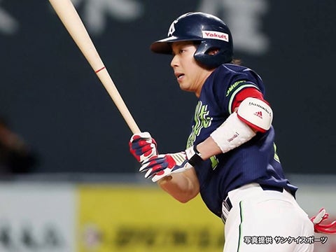 山田選手が得点につながる二塁打