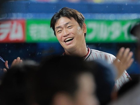 青木選手が代打で安打