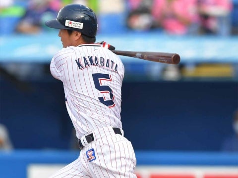 川端選手が代打で2点タイムリーを放つ！